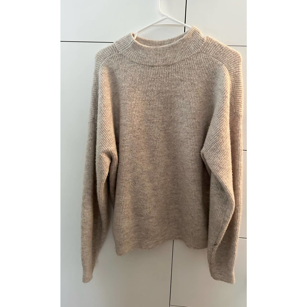 Leith Oatmeal Crew Neck Knit Sweater